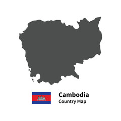 Obraz premium Cambodia Country map Flag illustration on white background