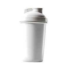 Obraz premium White plastic shaker bottle with lid for protein powder or supplements isolated on transparent background