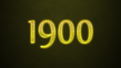 Neon glowing yellow number of 1900 on dark background.