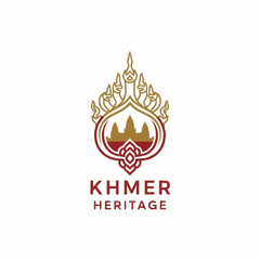 Vector logo emblem with crown and yellow fire flame sign illustration