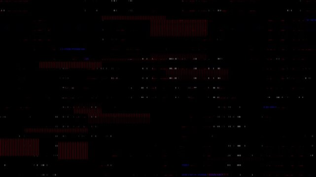 A dark glitch animation with subtle red and blue pixels and grid noise, ideal for cyberpunk intros, tech promos, game overlays, and suspenseful edits