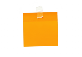 Orange sticky note taped to a transparent background