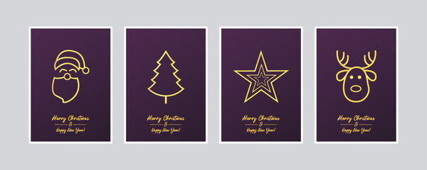 Minimalist christmas santa claus vector icon on dark purple background