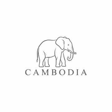 A minimalist vector illustration of an elephant silhouette, a perfect wild animal icon design for nature and safari themes