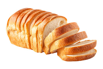 Freshly baked sliced white bread loaf on black background