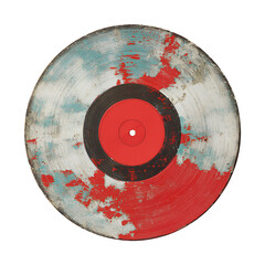 Vintage vinyl record with red and white abstract splatter