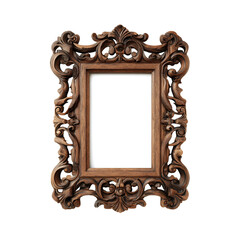 Ornate antique wood picture frame with intricate carvings