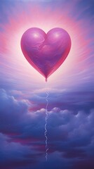 Fototapeta premium A pastel red heart outdoors balloon nature.