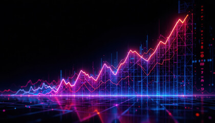 Dynamic financial growth trends virtual space data visualization high-tech environment digital perspective