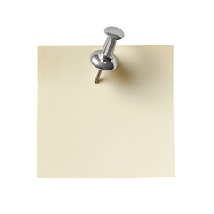 Yellow sticky note pinned to a dark background with a silver thumbtack