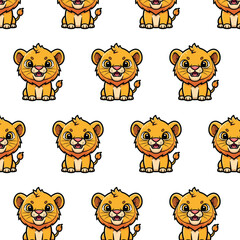 Lion Cub Pattern Cute Animal Repeat Kids Design.