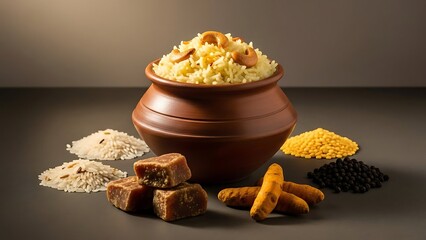 Pongal Traditional rice dish with spices and ingredients