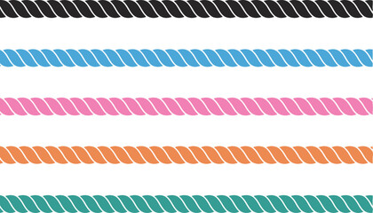 Multicolored twisted rope pattern in black pink blue orange and teal © simplevector