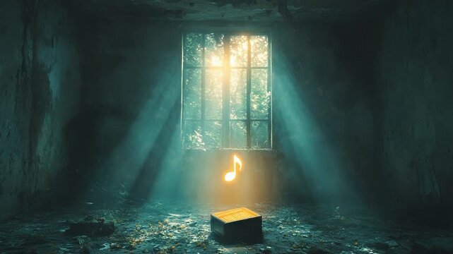Mysterious Music Box in Abandoned Room - A Haunting Melody.