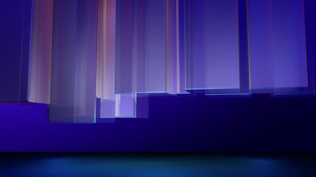 4k abstract 3d dark blue iridescent floating block cube prism glass motion background animation with luxury feels 