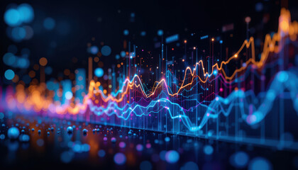 Analyzing data trends financial sector infographic visualization digital environment close-up view data insights