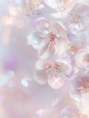 ボケが美しい白の花のピンク背景