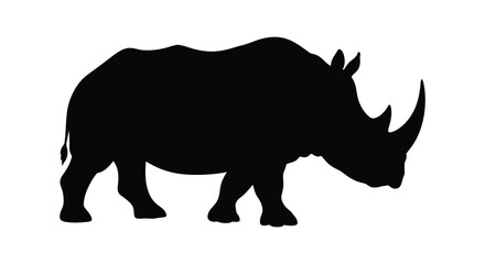 A striking black rhino depiction in profile showcasing its powerful form and distinctive horn silhouette