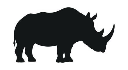 A striking depiction of a rhinoceros in profile showcasing its powerful form and prominent horn silhouette