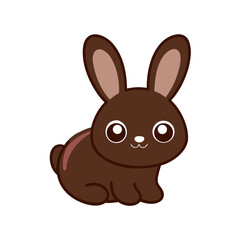 A very sweet and adorable chocolate brown rabbit cartoon illustration isolated on a white background
