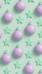 Pastel Holiday Decor: Lavender Baubles & Mint Stars