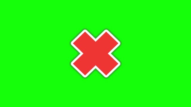 RED cross mark symbol for wrong or delete concept isolated on transparent background.