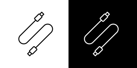 Clean line art icon of a versatile USB-C cable, essential for power delivery, fast data transfer, and device connectivity in modern technology