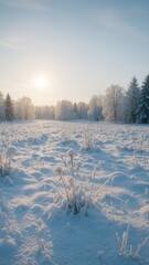 Fototapeta premium Serene snowy landscape under sunlight mobile wallpaper