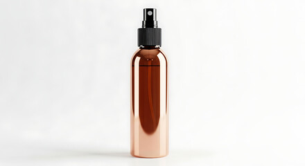 Naklejka premium Amber Glass Spray Bottle with Black Sprayer on White Background