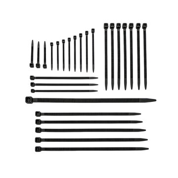 Collection Of Black Cable Ties On A Transparent Background