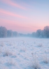 Fototapeta premium Serene winter landscape at dawn.