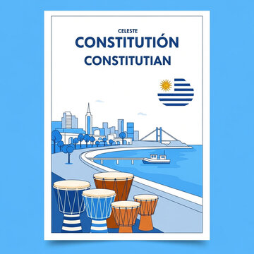 Uruguayan Constitution Day Celebration with Candombe Drums and Montevideo Skyline.
