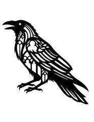 Obraz premium Black vector illustration of a crow, eagle, or other wild bird silhouette with wings in flight, suitable for art, tattoos, and nature designs