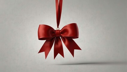 Heart-Shaped Red Satin Ribbon. Generative Ai