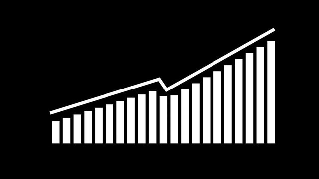 Graph Going Up Rising Bar Graph, Business Growth Graph Alpha. 4K Resolution