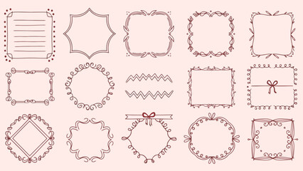 Collection of Decorative Hand-Drawn Frames and Borders for Design Projects