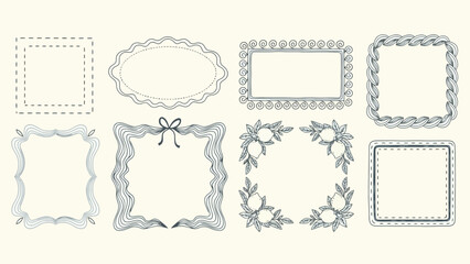 Collection of Decorative Hand-Drawn Vector Frames and Borders for Design Elements