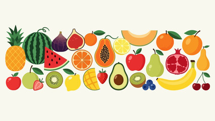 Vibrant Assortment of Fresh Fruits in a Colorful Vector Illustration Collection