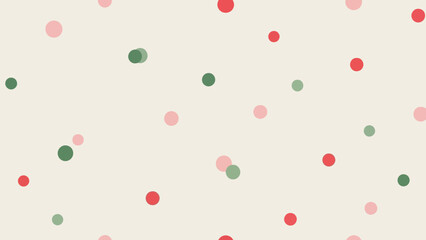 Festive Red and Green Polka Dots Scattered on a Subtle Beige Background Pattern