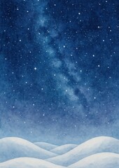 Fototapeta premium Starry snowy nightscape serenity