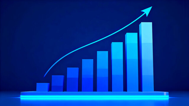 Business growth chart rising arrow success financial investment market strategy future planning target achievement goal vision progress upward trend data analysis performance metrics report visualizat - Powered by Adobe