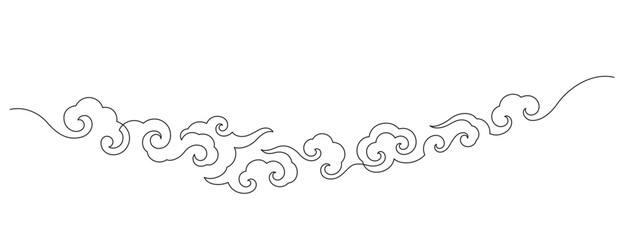 chinese clouds traditional one line drawing minimalism