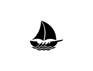 Stylized sailboat logo with seagull design, sailing smoothly on waves; a clean graphic illustration.