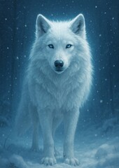 Fototapeta premium Majestic wolf in snowy forest.