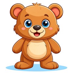 Obraz premium Adorable cartoon illustration of a happy brown teddy bear with bright blue eyes