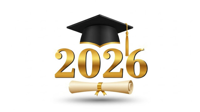 Graduation class of 2026 with mortarboard and diploma