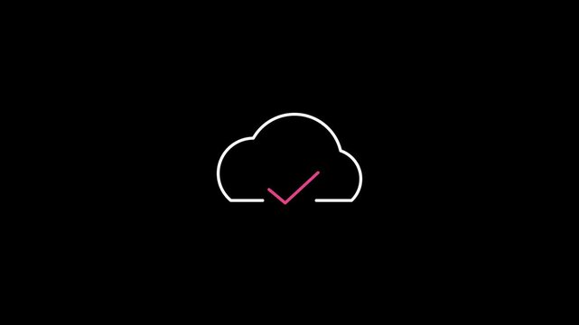 Cloud Success Icon Animation | Cloud Computing Achievement, Successful Upload Symbol , Animated Cloud Success Check Mark | Cloud Computing Approval Icon , Cloud Success Animation | Verified Cloud Stor