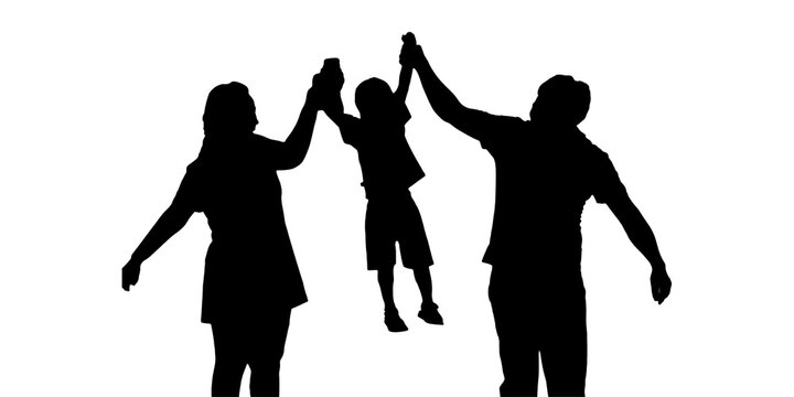 Silhouette family holding a child&rsquo;s hands shows unity, protection, and emotional bonding. The transparent background makes it perfect for creative designs and symbolic concepts deeply and care.