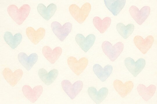 Pastel watercolor heart pattern background