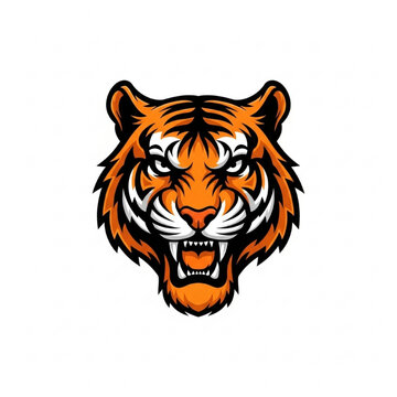 Fierce orange tiger head esport mascot logo